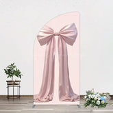 Lofaris Simple Sweet Dusty Pink Bow Birthday Half Moon Arch Backdrop